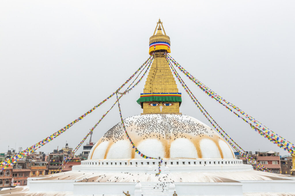 Detail Boudhanath stúpy v Káthmandu