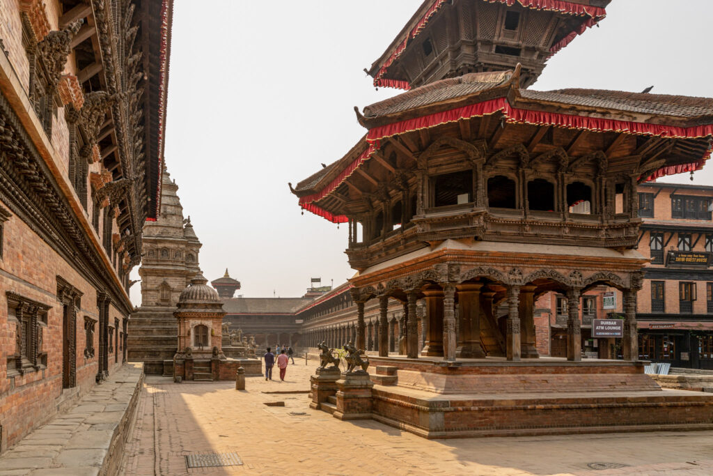 Detail tradičného pagodového chrámu v Bhaktapur v Nepále