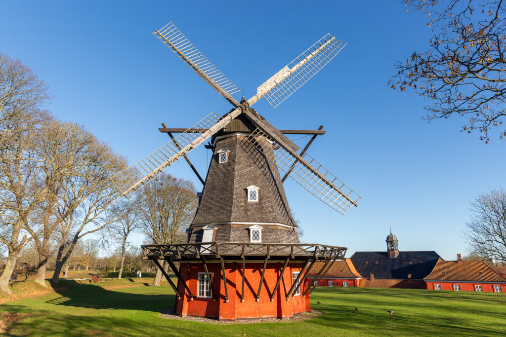 Veterný mlyn v časti Kastellet v dánskej Kodani
